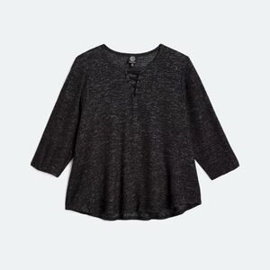 Bobeau Charcoal Lace-Up Light weight sweater 2X Stitch Fix